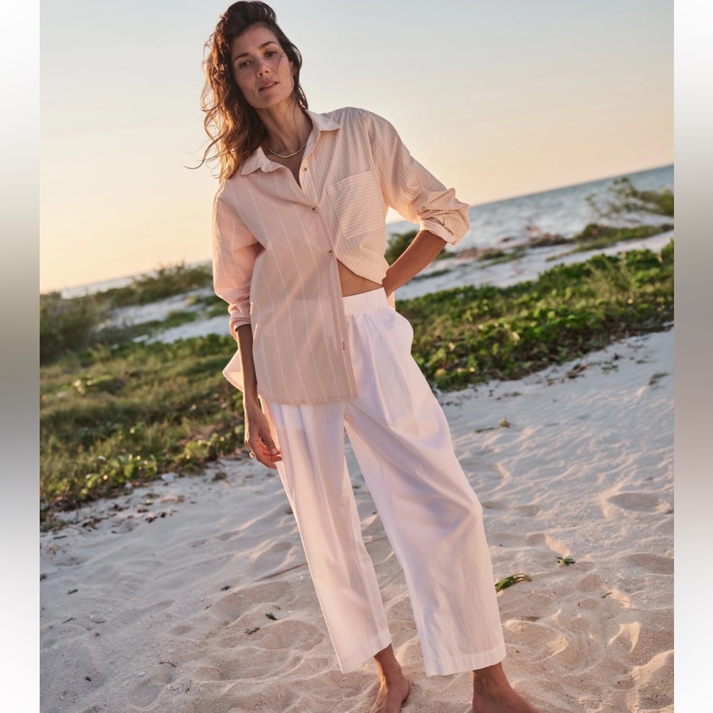 Marine Layer Jane Relaxed Shirt Cali Poplin pink stripe new with tags oversized